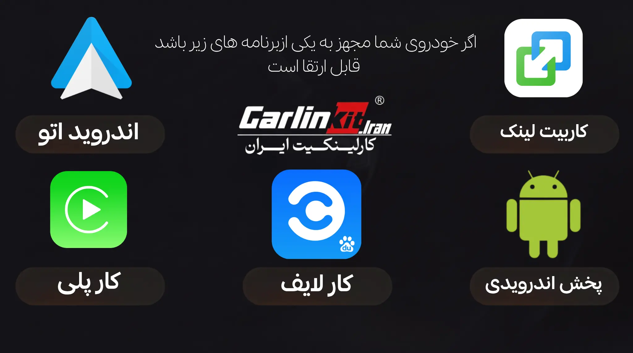 کولاژ از سه مانیتور مختلف که آیکون کارپلی، کارلایف و ایزی کانکشن را نشان می‌دهد